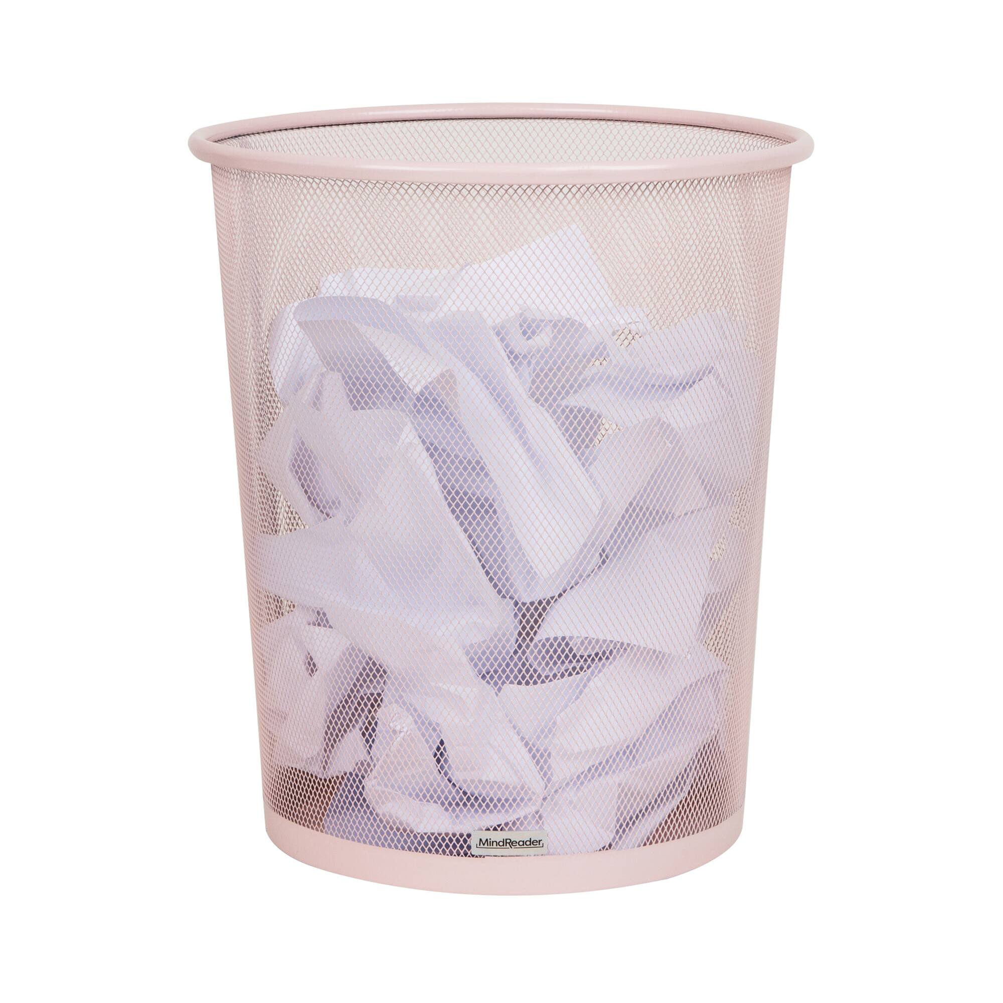 Mind Reader Garbage Round Metal Mesh Waste Basket Recycling Bin